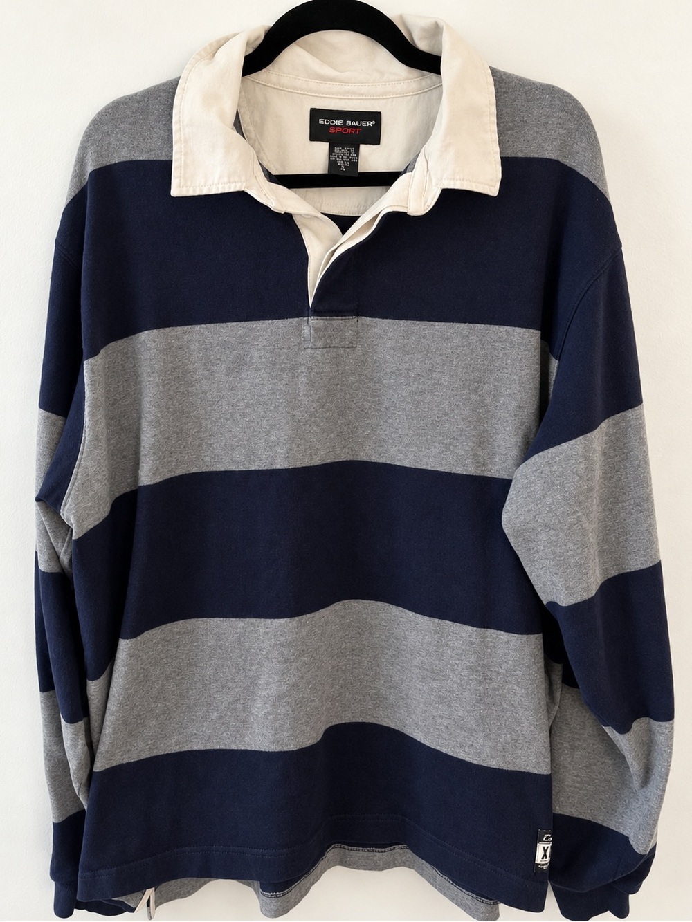 Vintage 90s Eddie Bauer Striped Oversized Rugby Polo Shirt SZ XL